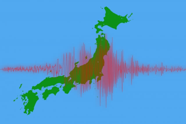 日本列島と地震波形の画像