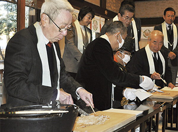 平塚八幡宮の粥占いの写真