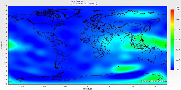 世界のTEC値のグラフ