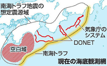 南海トラフの前兆監視エリアの図
