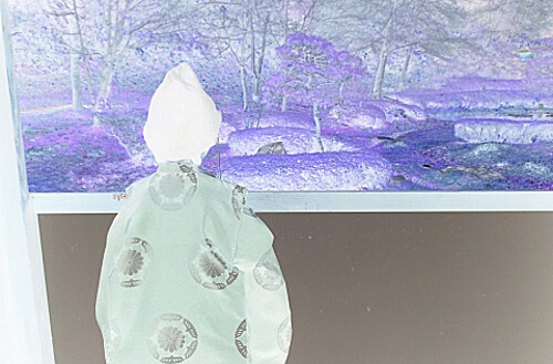 烏帽子姿の男性の写真