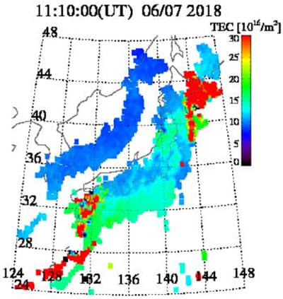 TEC値のグラフ(全電子数)