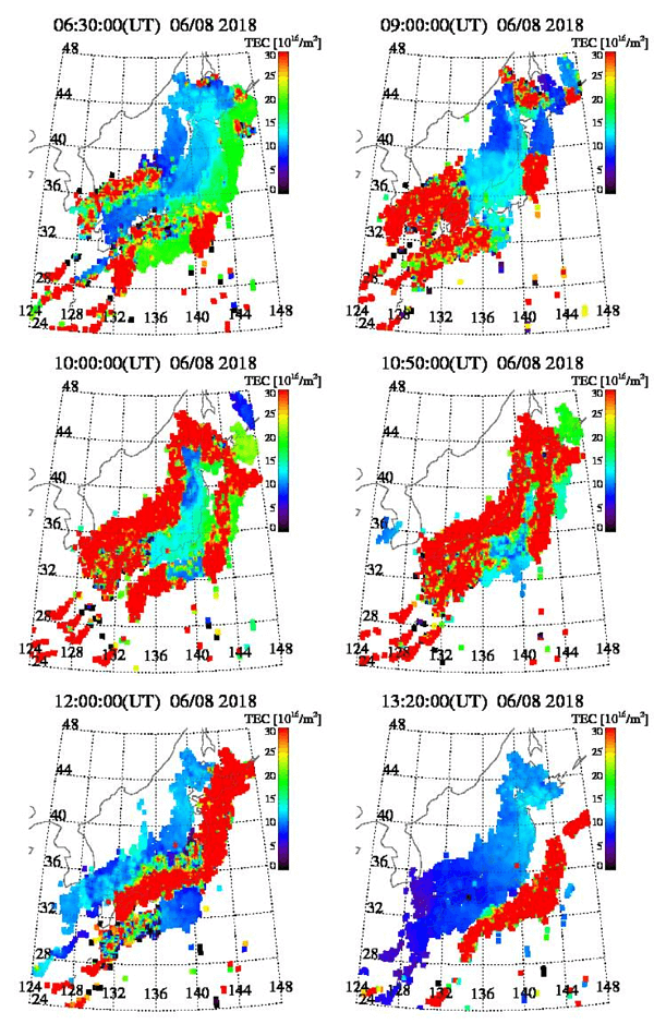 TEC値のグラフ(2018年6月9日)