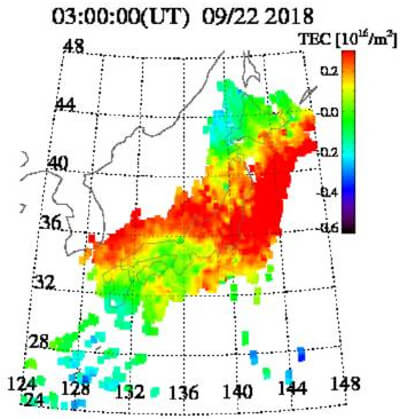 TEC値の変動成分のグラフ(2018年9月22日)
