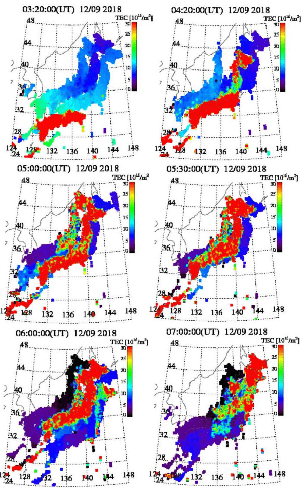 TEC値のグラフ(全電子数)