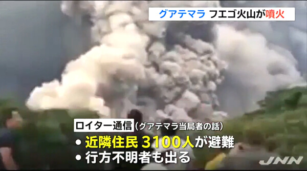 グアテマラのフエゴ山の噴火の写真