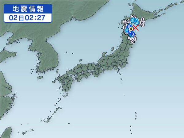 地震情報の画像