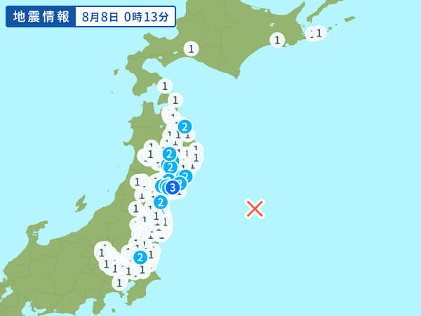 地震情報の画像