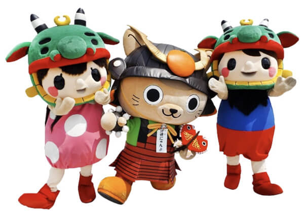 もーにちゃん、伊達ニャン、もーにくんの写真