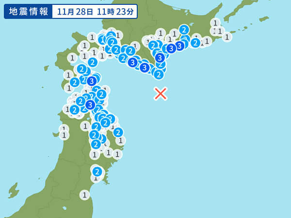 地震情報の画像