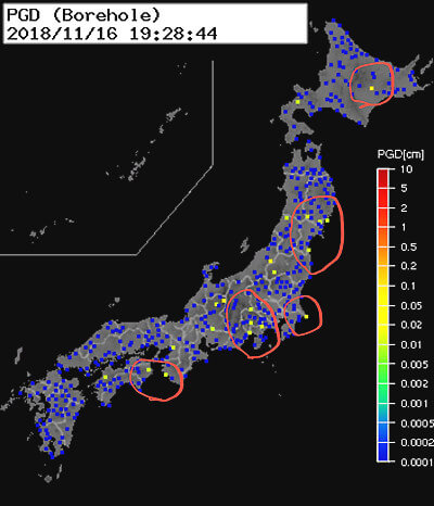強震モニタのグラフ
