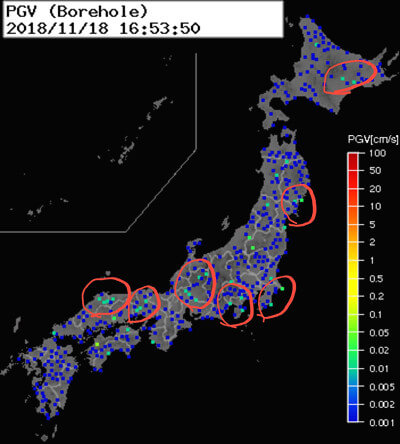 強震モニタのグラフ