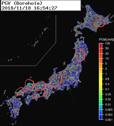 強震モニタのグラフ