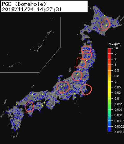強震モニタのグラフ