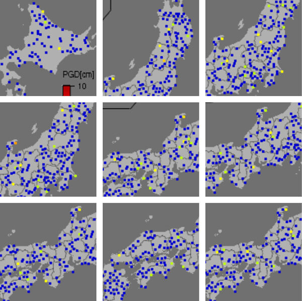 強震モニタのグラフ