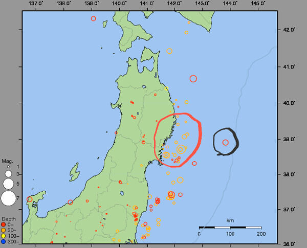 地震情報の画像