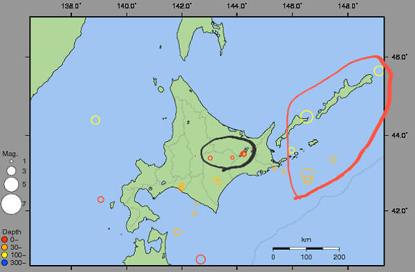 地震情報の画像