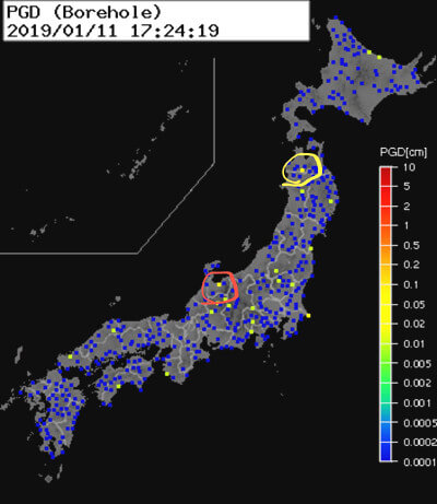 強震モニタのグラフ