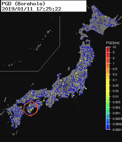 強震モニタのグラフ