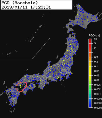 強震モニタのグラフ