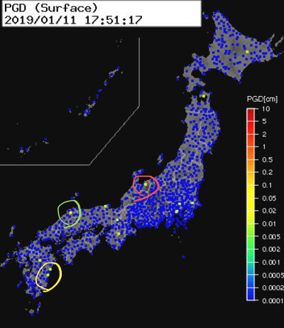 強震モニタのグラフ