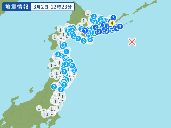 地震情報の画像