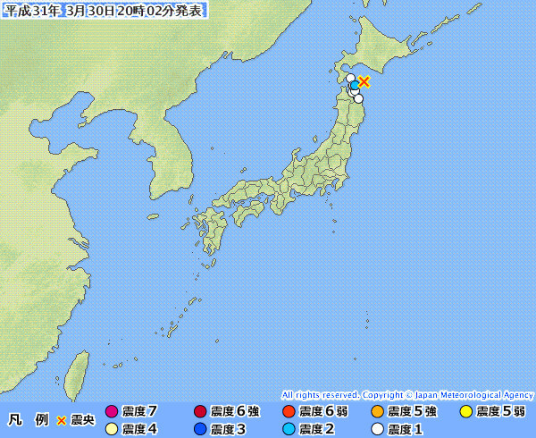 地震情報の画像