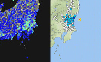 強震モニタと地震情報の画像