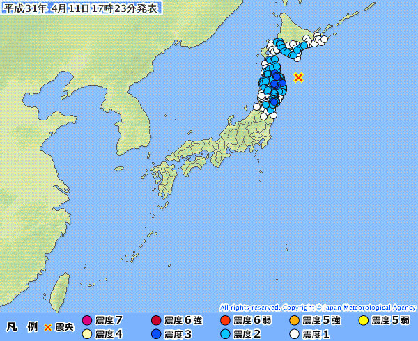 地震情報の画像