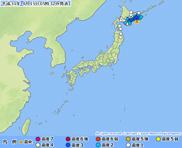 地震情報の画像