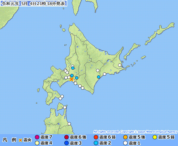 地震情報の画像