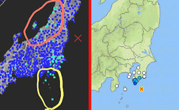 強震モニタと地震情報の画像