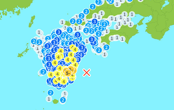 日向灘の地震情報の画像