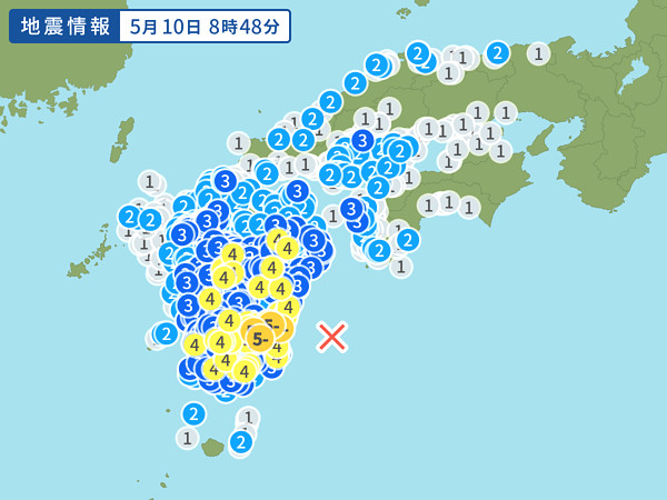 地震情報の画像(日向灘)