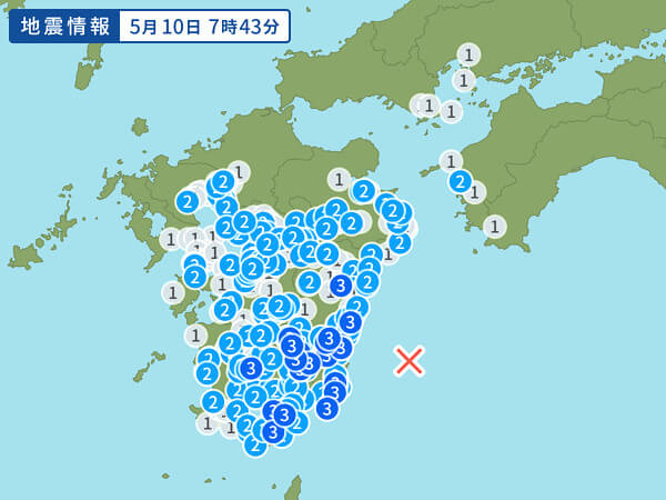 地震情報の画像(日向灘 M5.6)