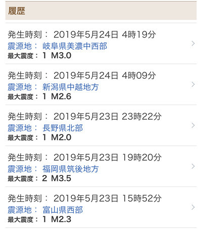 地震情報の画像