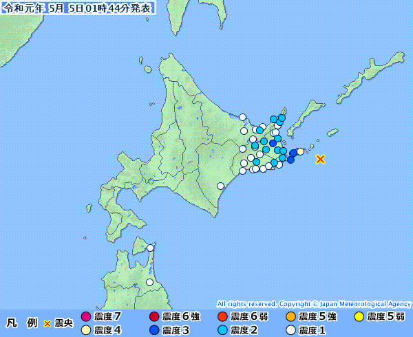 地震情報の画像