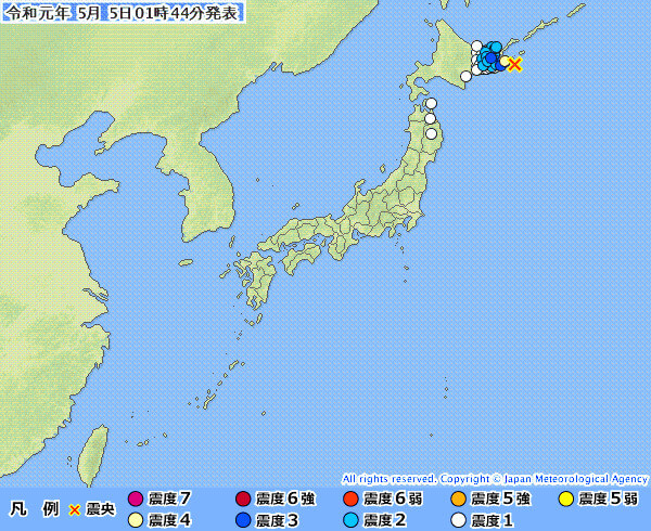 地震情報の画像