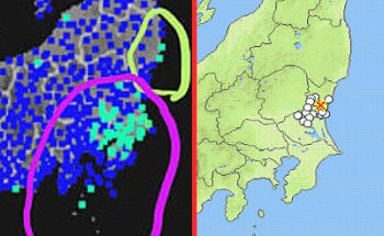 強震モニタと地震情報の画像