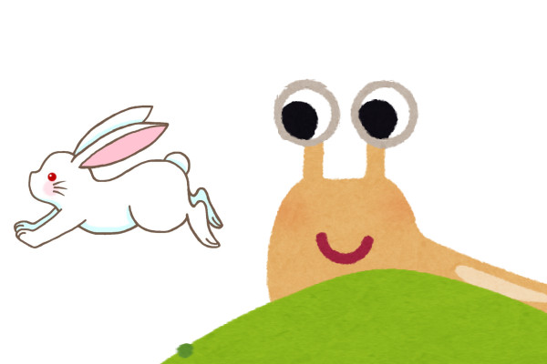うさぎとナメクジのイラスト