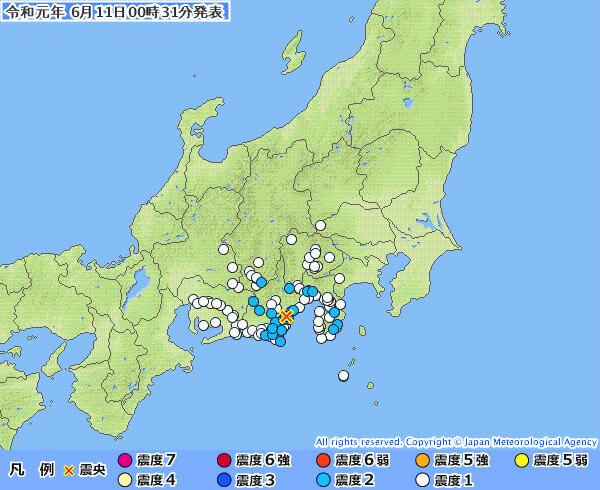 地震情報の画像