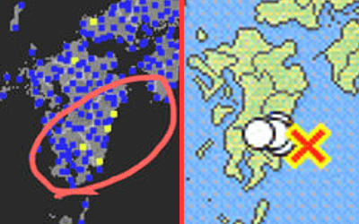 強震モニタと地震情報の画像