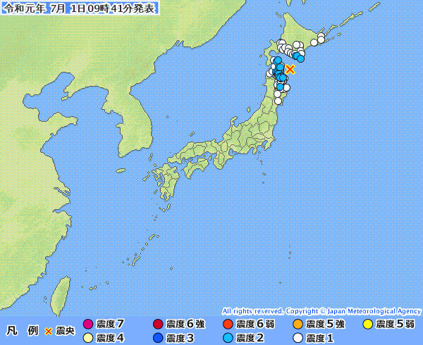 地震情報の画像