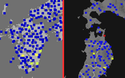 強震モニタと地震情報の画像