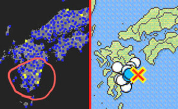 地震情報と強震モニタの画像