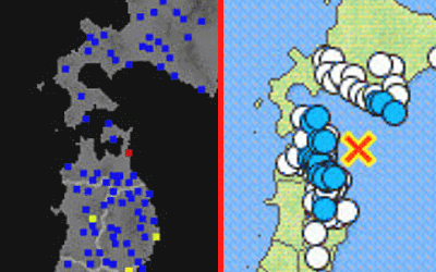強震モニタと地震情報の画像