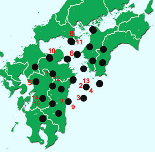 九州~四国の地図