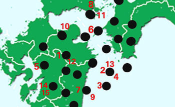 九州～四国の地図
