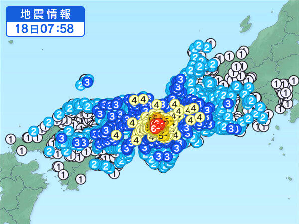 大阪北部地震の地震情報