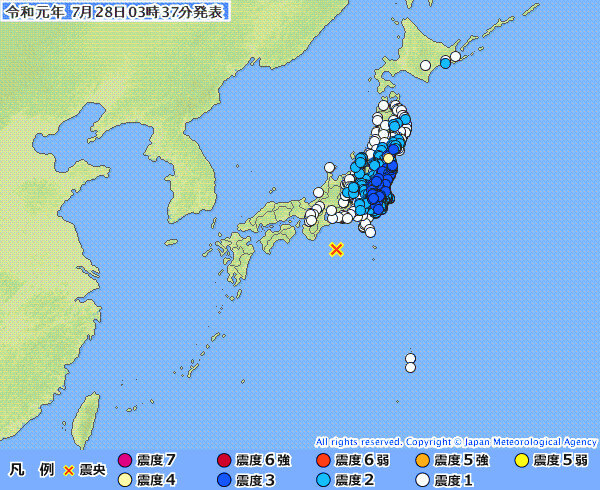 地震情報の画像